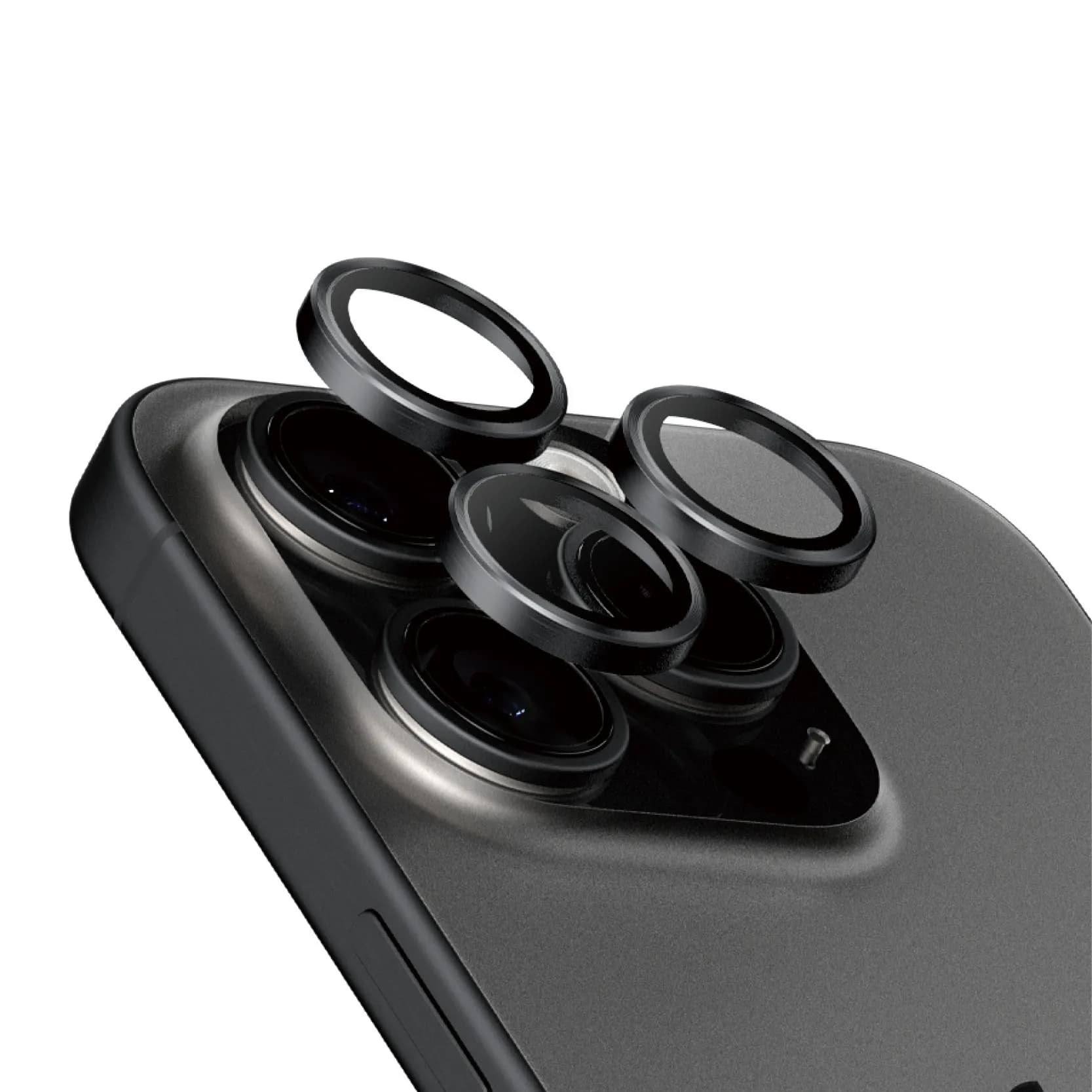 PanzerGlass Hoops, iPhone 15 Pro / 15 Pro Max -kameran linssinsuoja, Black Titanium