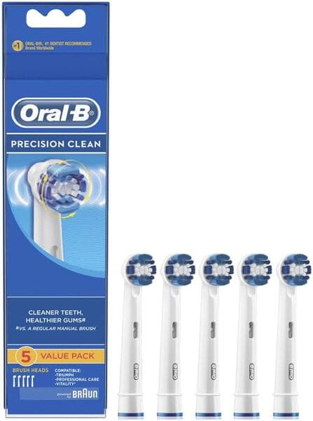 Oral-B Precision Clean 5 kpl -vaihtoharjaspäät, Valkoinen