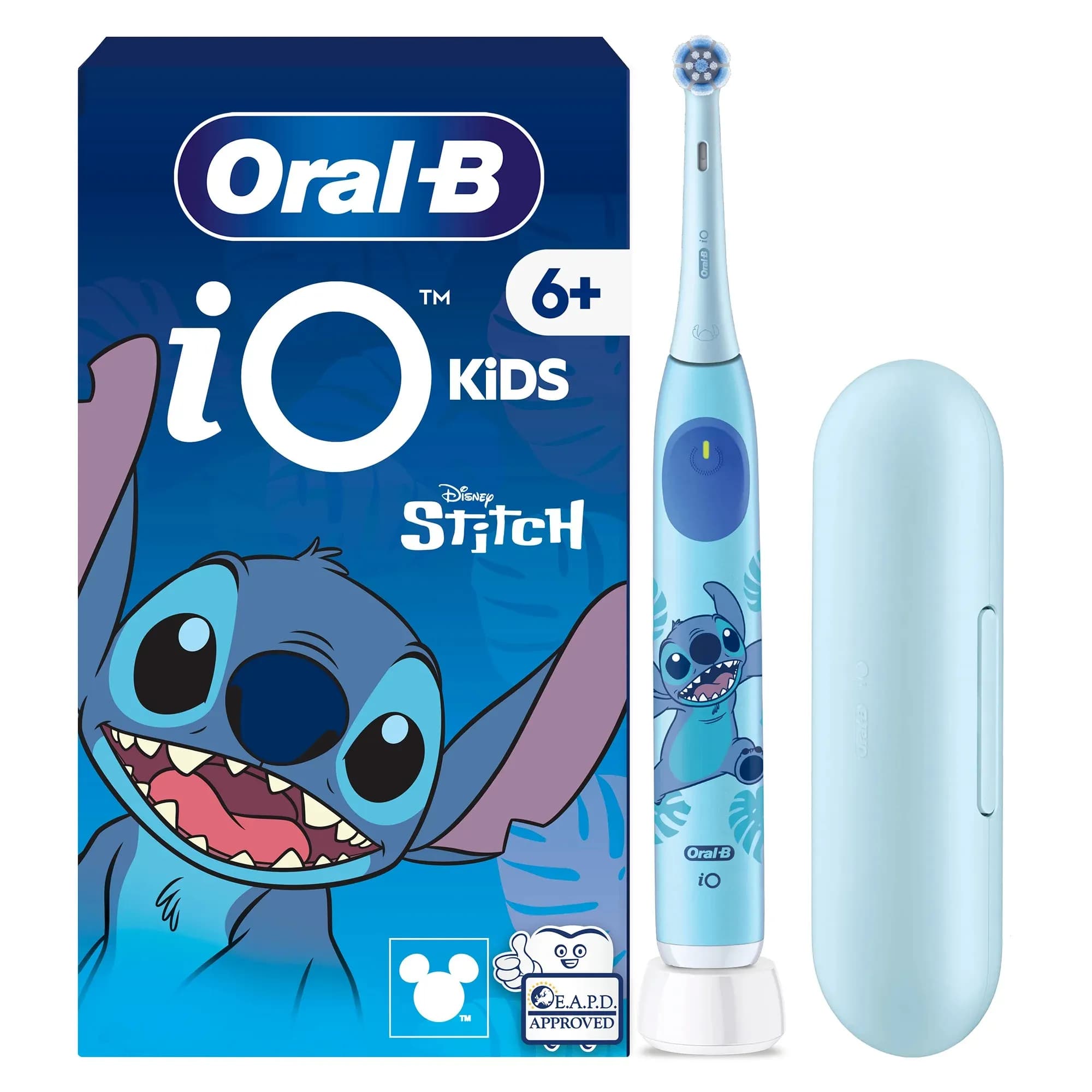 Oral-B iO Kids 6+ Stitch -lasten sähköhammasharja, matkakotelo, sininen