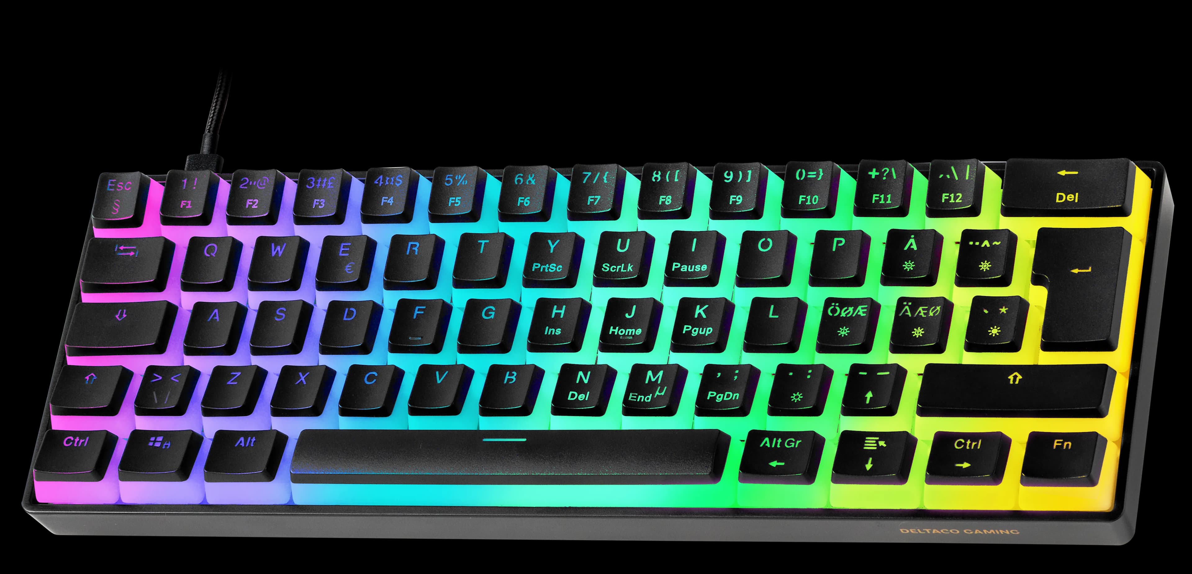 Deltaco Gaming DK475 60% -mekaaninen pelinäppäimistö, Linear Pink, musta