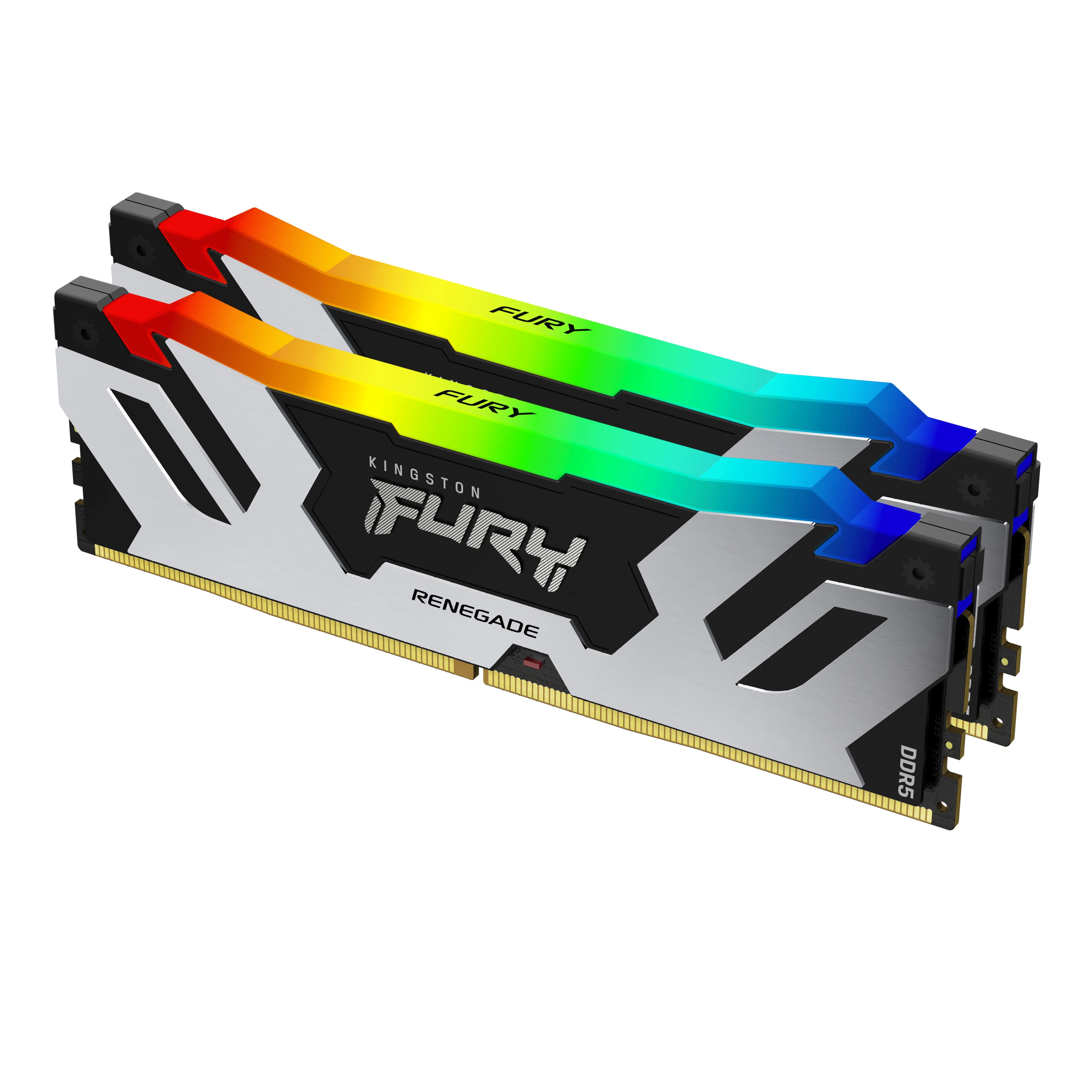 Kingston FURY Renegade RGB 48 Gt (2 x 24 Gt) DDR5 8000 MHz, CL38 -muisti, hopea/musta (XMP)