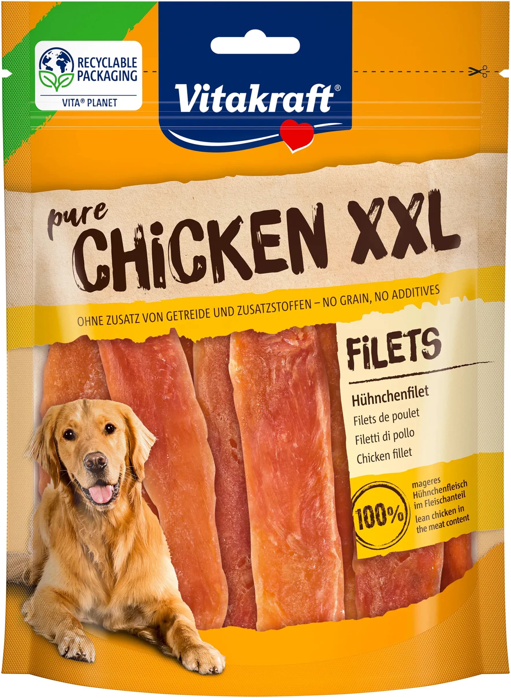Vitakraft Pure Chicken Fillets XXL, Adult, Gluteeniton, Sokeriton, 250 g