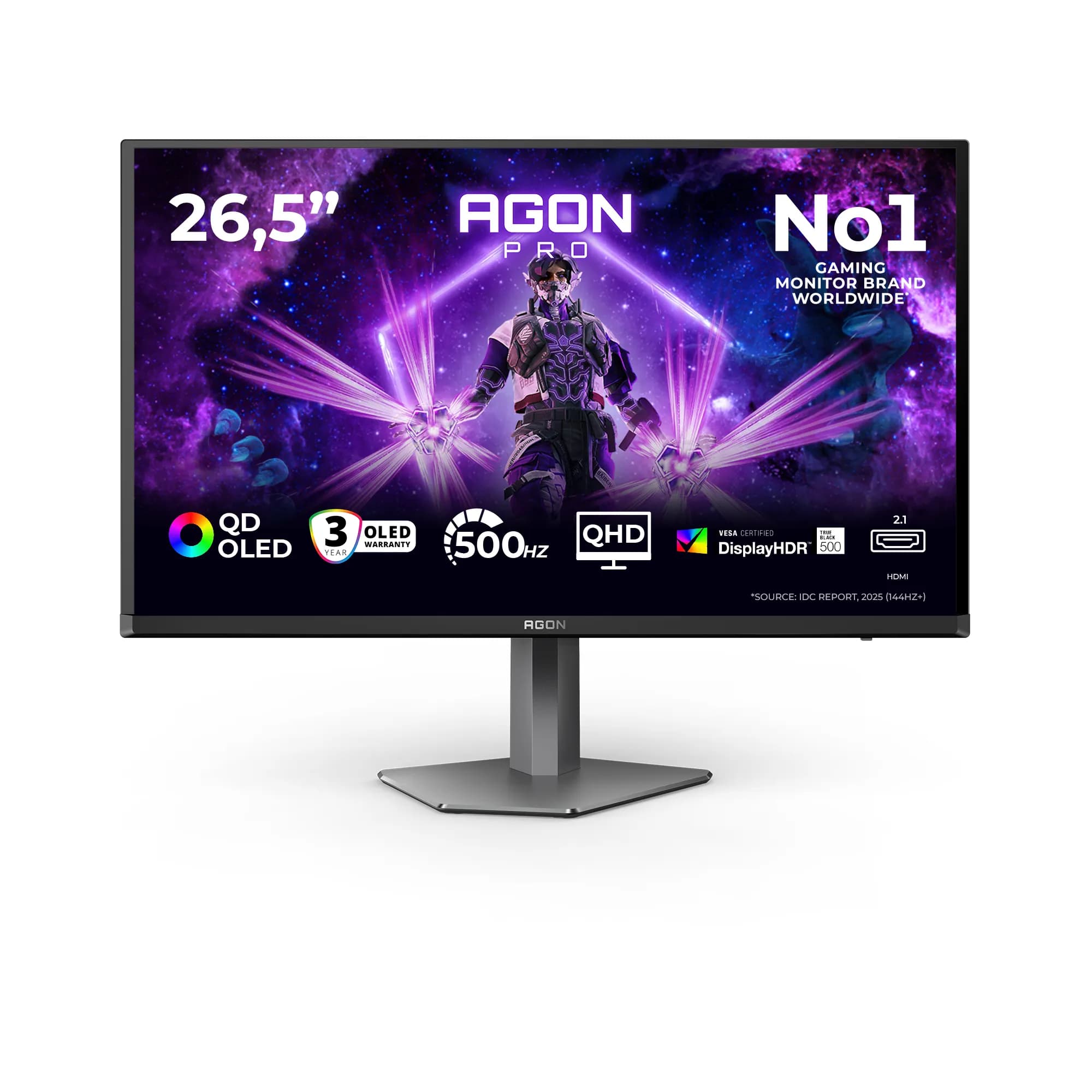 AOC AGON Pro AG276QKD2 26.5"" QHD, QD-OLED -pelinäyttö, 500 Hz, USB hub