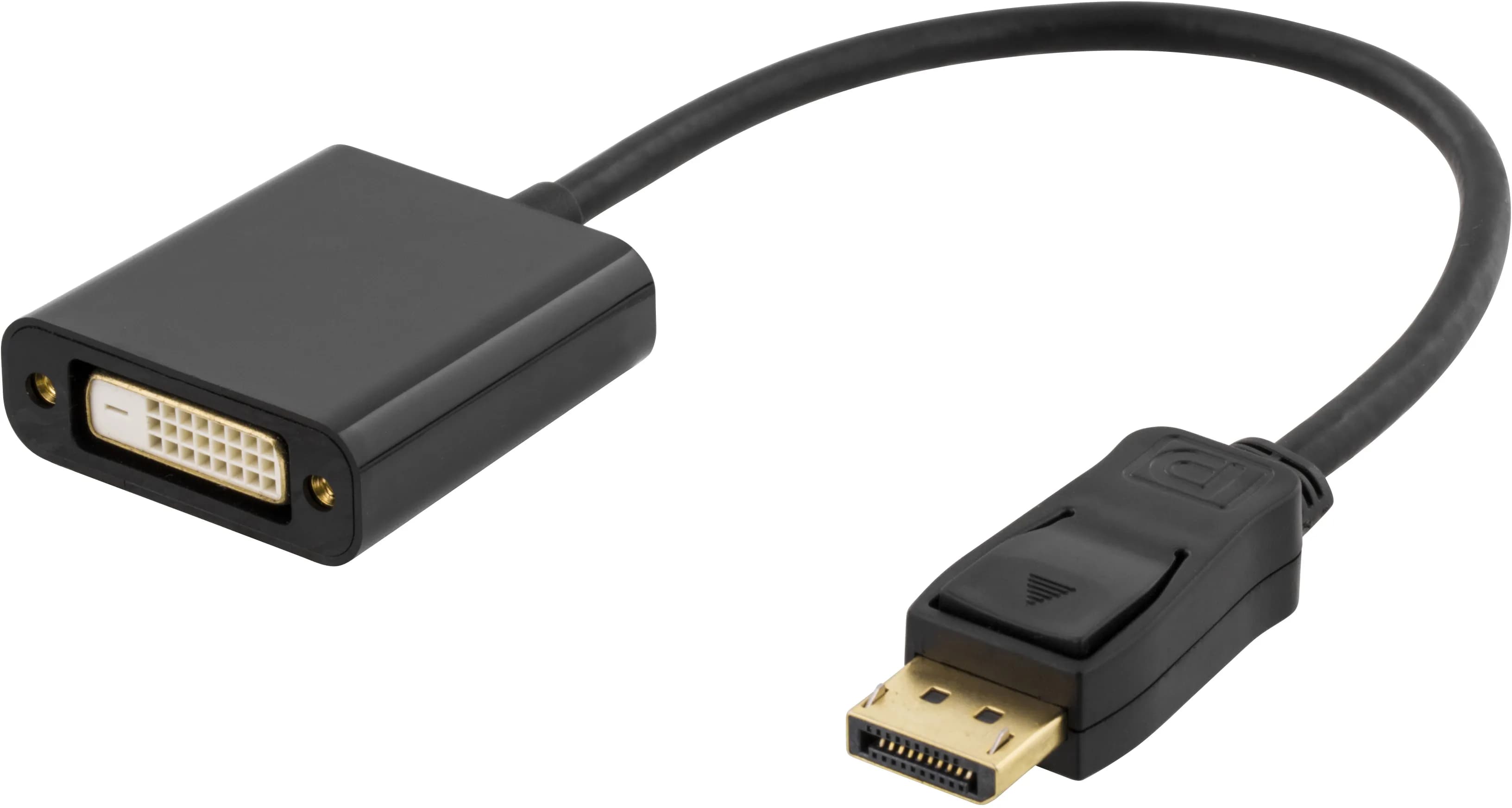 Deltaco DisplayPort – DVI-I -adapteri, Musta