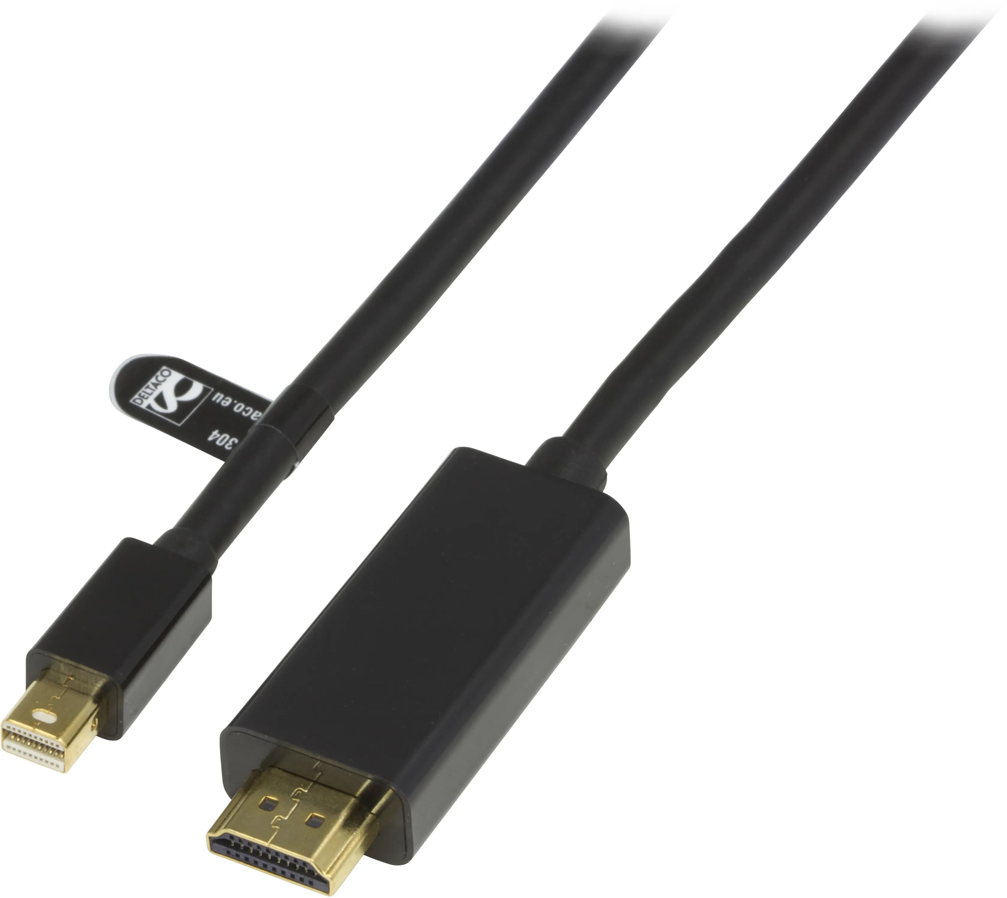 Deltaco Mini DisplayPort – HDMI -kaapeli, jossa 4K, 1 m, musta