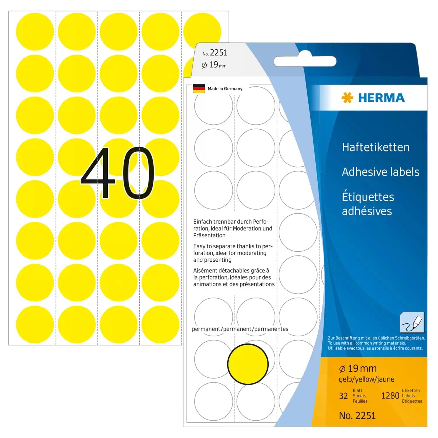 Herma label manual ø19 yellow (1280)