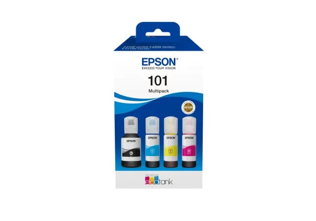 Epson 101 EcoTank -mustepullopakkaus, musta, syaani, magenta, keltainen, 4 kpl