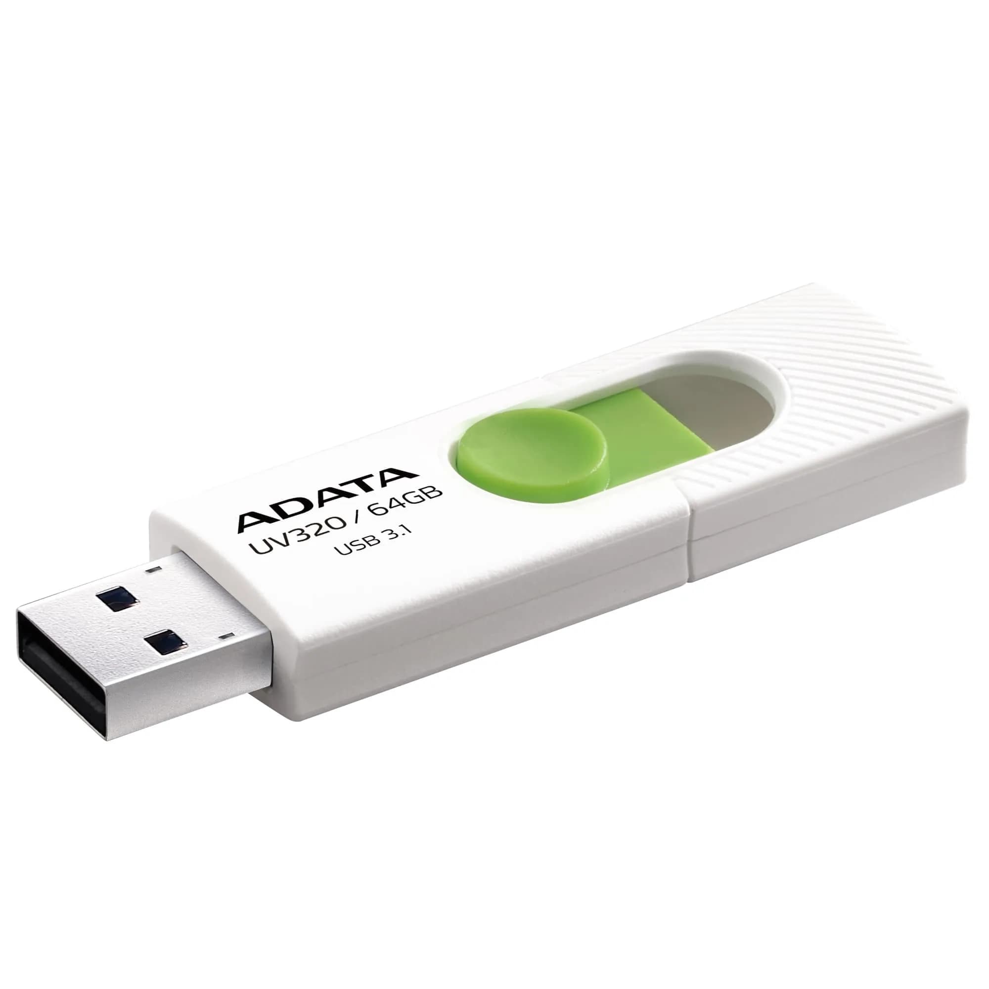 A-DATA UV320 USB 3.2 Gen 1 64 Gt -muistitikku, valkoinen/vihreä