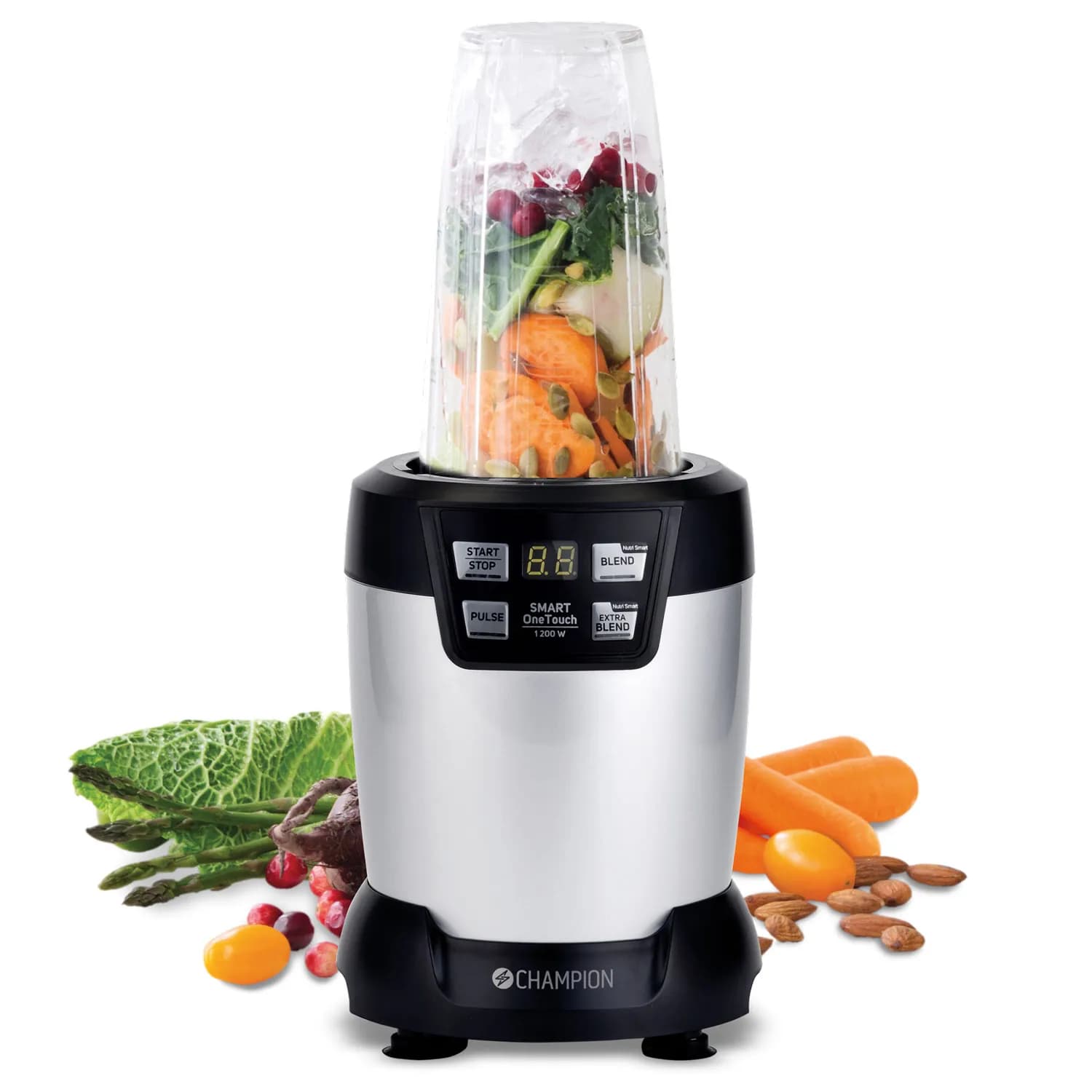 Champion Nutrition Blender Pro Digital CHNB500 1200 W 1 l -tehosekoitin, musta/hopea