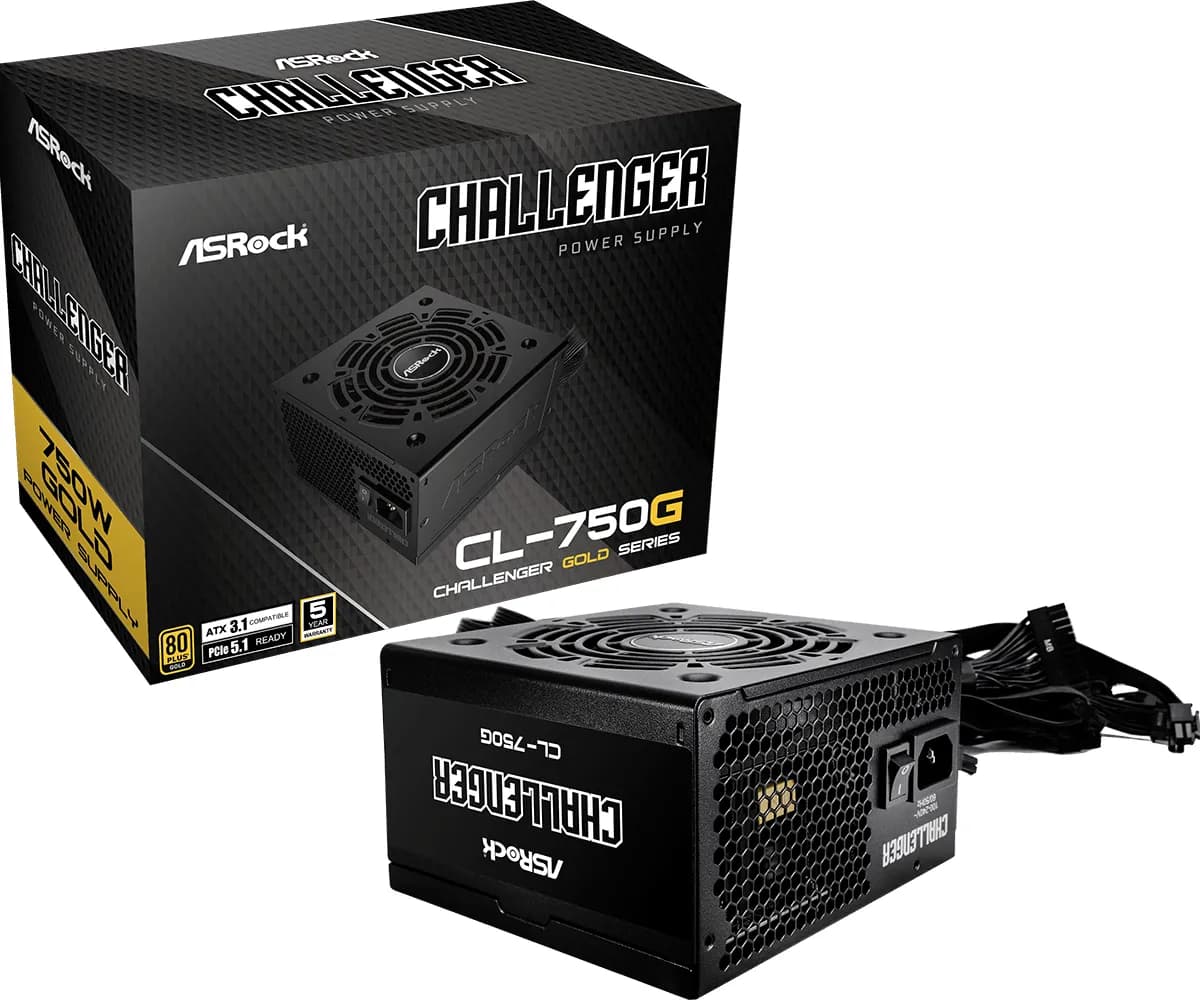 ASRock Challenger CL-750G 750W -virtalähde, 80 Plus Gold