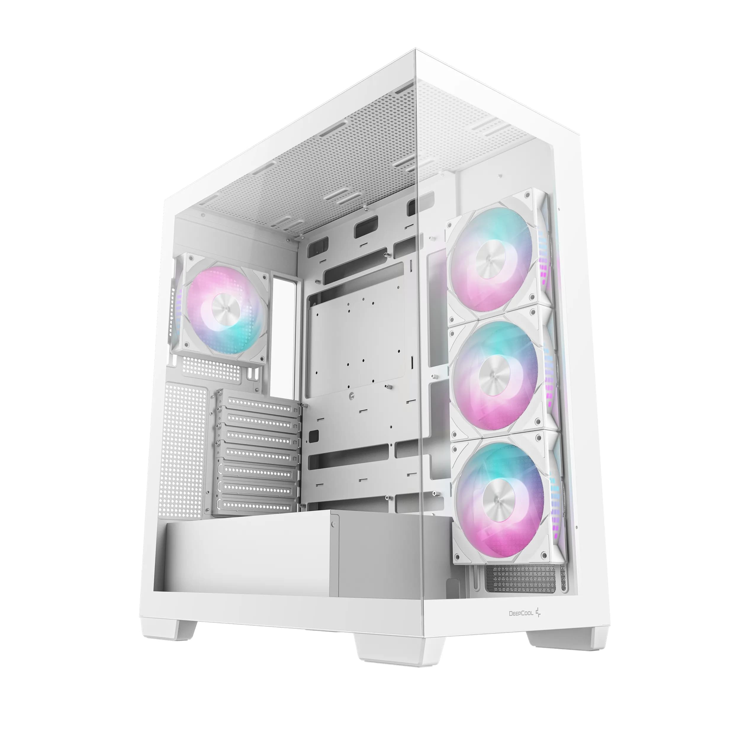 DeepCool CG580 4F WH -miditornikotelo ikkunalla ja RGB-valaistuksella, valkoinen