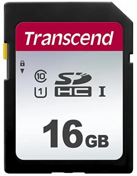 Transcend 300S 16 Gt SDHC UHS-I U1 V10 -muistikortti, musta