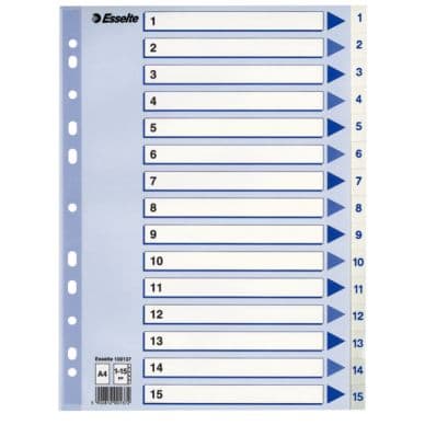ESSELTE Rekisteri Esselte 1-15 A4 muovi valk 100137 Vastaa: N/A