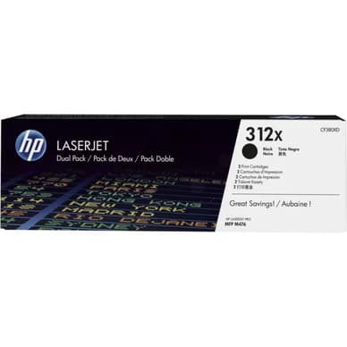 HP Värikasetti (312X) musta (2-pack) 2x4.400 sivua CF380XD Vastaa: N/A