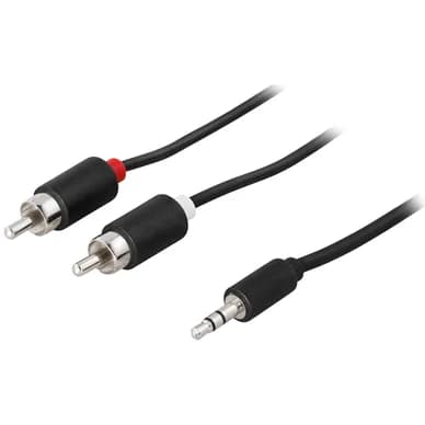 DELTACO DELTACO äänikaapeli 3,5 mm uros - 2 x RCA uros 2 m, musta 7340004658245 Vastaa: N/A
