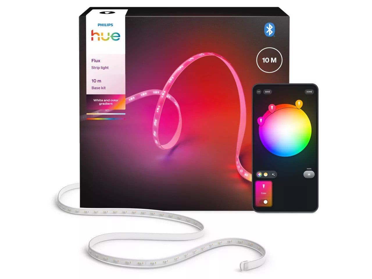 Philips Hue White and Color Gradient Flux - Valonauha - LED - 20 W - luokka G - monivärinen valo - 6500 K - 10 m - valkoinen