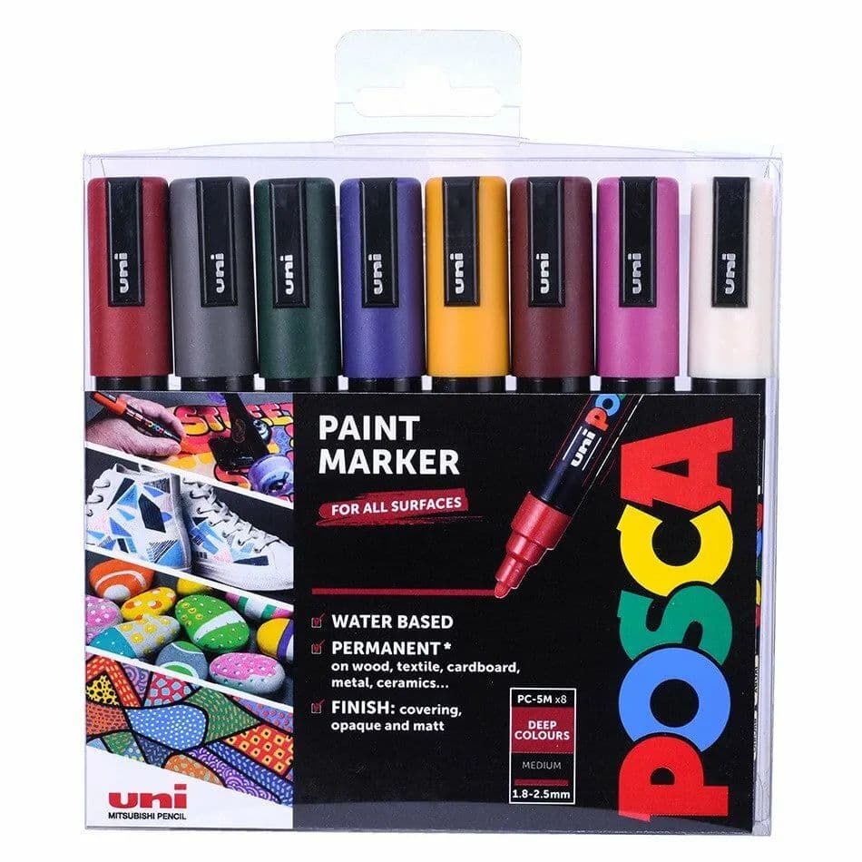 POSCA-merkintäsarja PC-5M, 8 erilaista syvää väriä