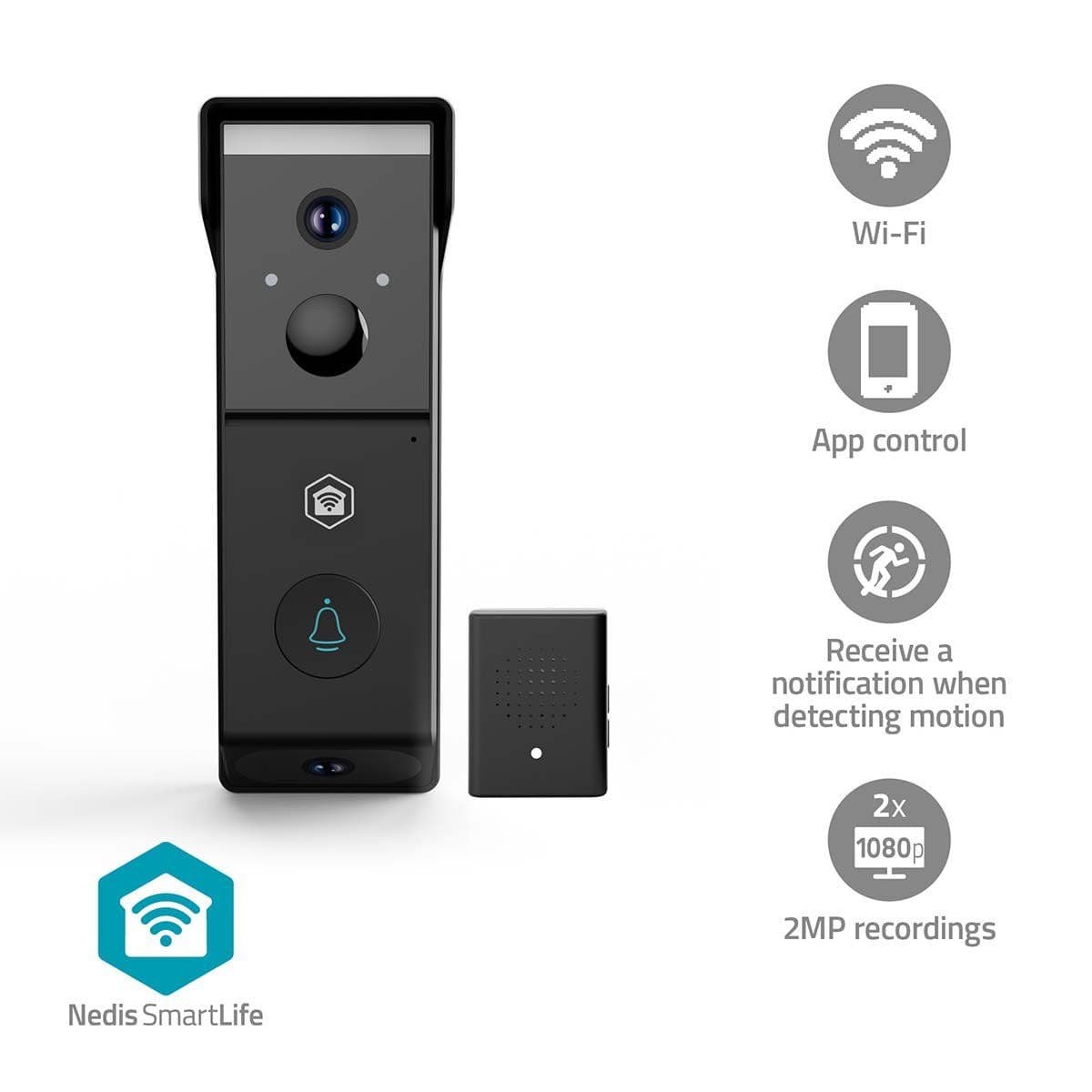 Nedis SmartLife videodörrklocka | batteri | 2x Full HD 1080p