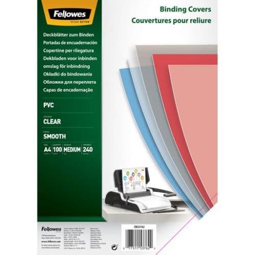 Plastforsider Fellowes A4 kansi 240 mikronin läpinäkyvä PVC - (100 stk.)