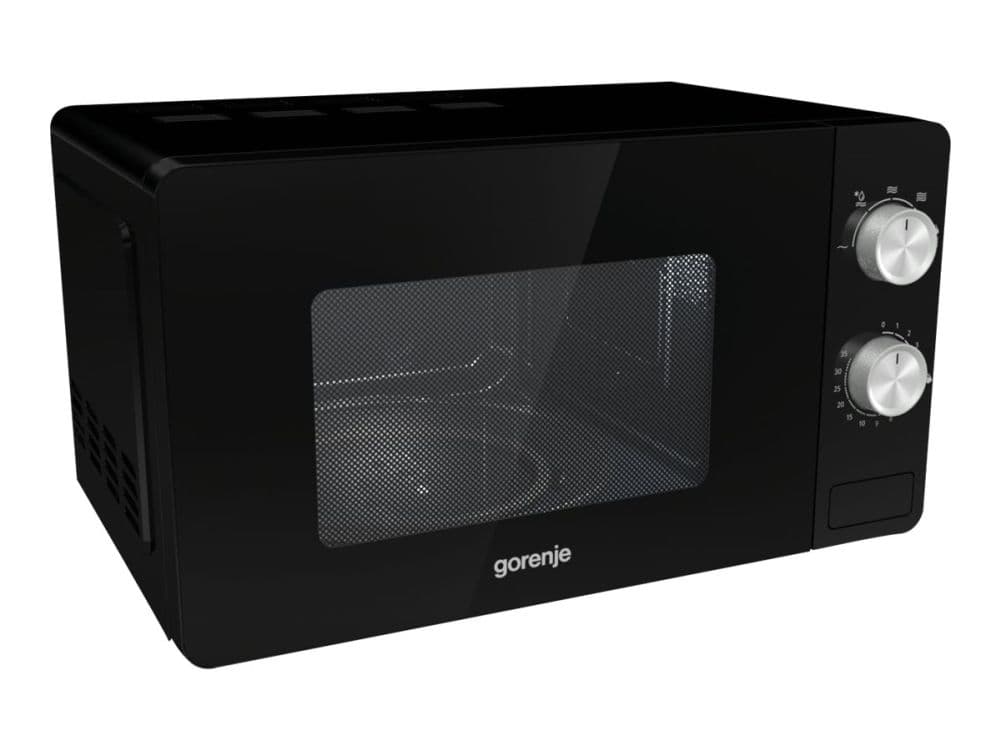 Gorenje MO20E1B, Pöytämalli, Solo-mikroaaltouuni, 20 L, 800 W, Painikkeet, Musta