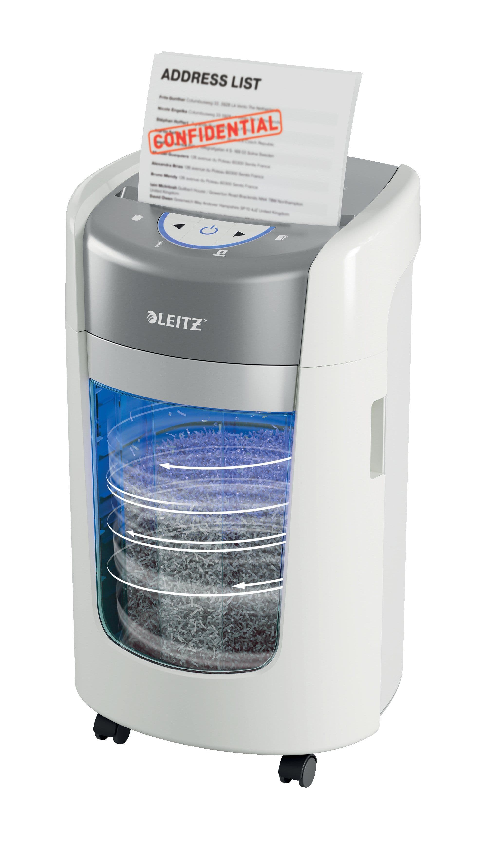 Leitz IQ OptiMax Home Office 225 paperisilppuri, P5, Mikroleikkaava, 2 x 15 mm, 15 L, 225 arkkia, 58 dB, Kosketus