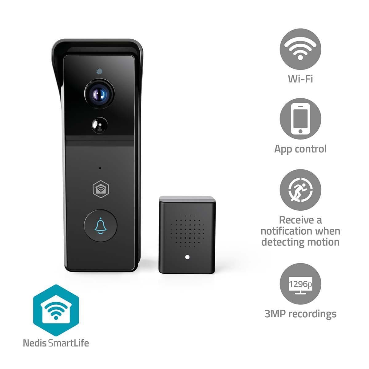 Nedis SmartLife video-dørtelefon | akku | 3MP Full HD 1296p