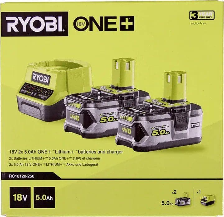 Ryobi RC18120-250, Ladattava akku, Litiumioni (Li-Ion), 18 V, 2 kpl, 5000 mAh, Korkea