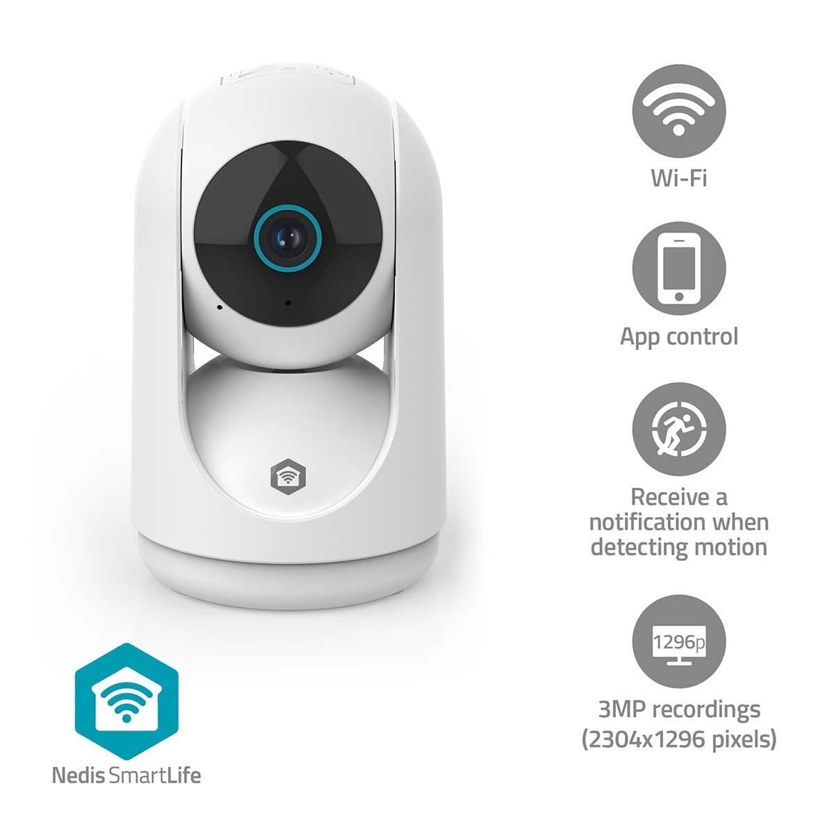 Nedis SmartLife IP-kamera sisätiloissa | 3MP Full HD 1296p | Kallistus ja panorointi