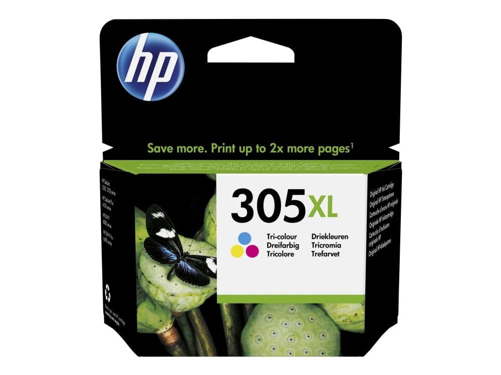 HP 305XL riittoisa kolmivärinen alkuperäinen mustekasetti, Korkea (XL) värintuotto, Väripohjainen muste, 5 ml, 200 sivua, 1 kpl, Monipakkaus