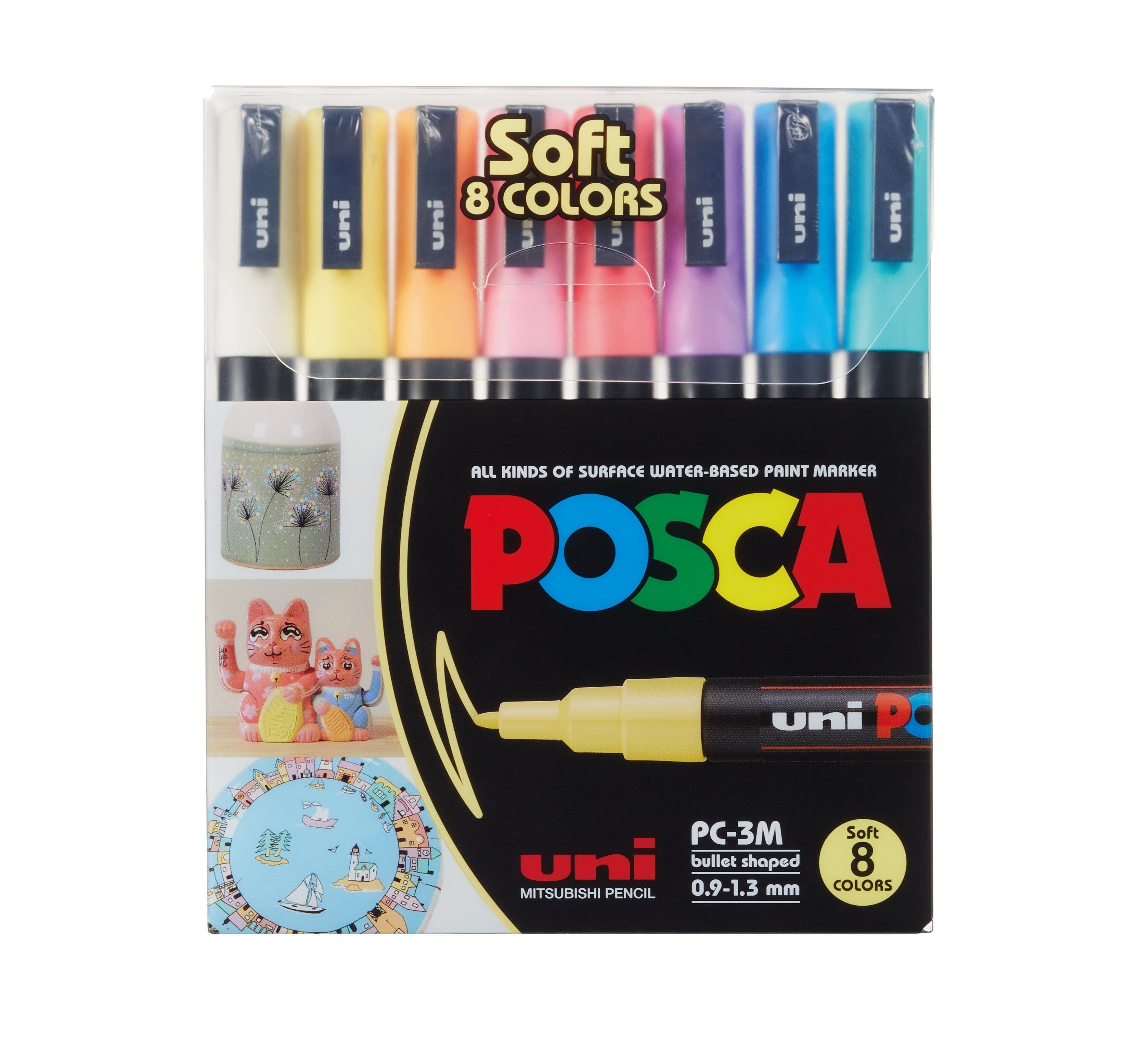 Marker Uni Posca PC-3M Soft Colors med 8 stk. ass. farver