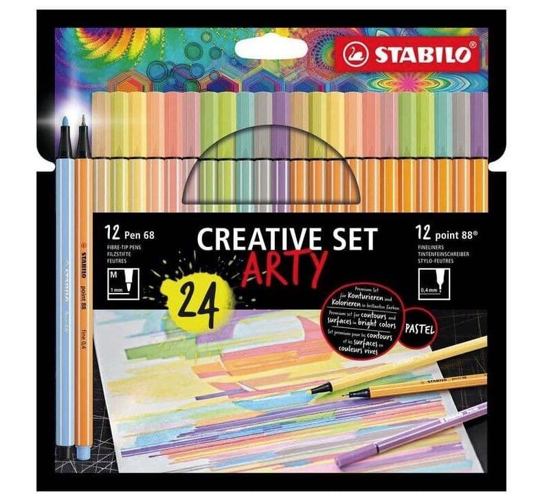 STABILO Creative Set ARTY, Valikoidut värit, Monivärinen, Kahdeksankulmainen, Kuitu, 1 mm, Saksa