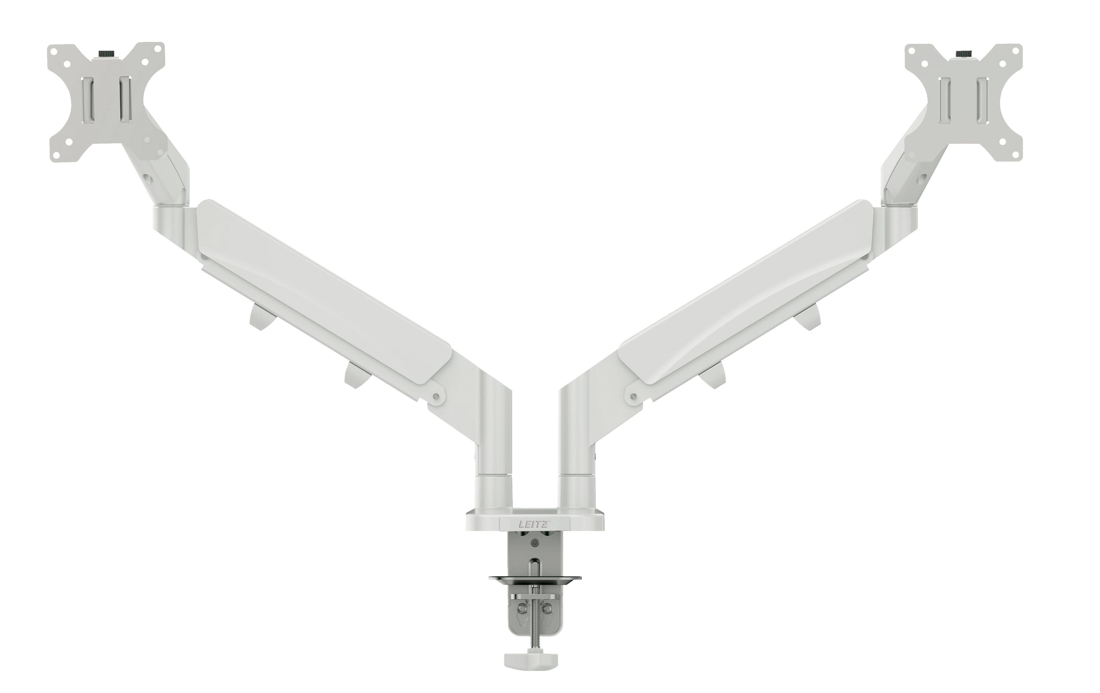 Leitz Ergo monitorivarsi kahdelle näytölle, Kiinnike/läpivientisuojus, 18 kg, 43,2 cm (17), 81,3 cm (32), 100 x 100 mm, Harmaa