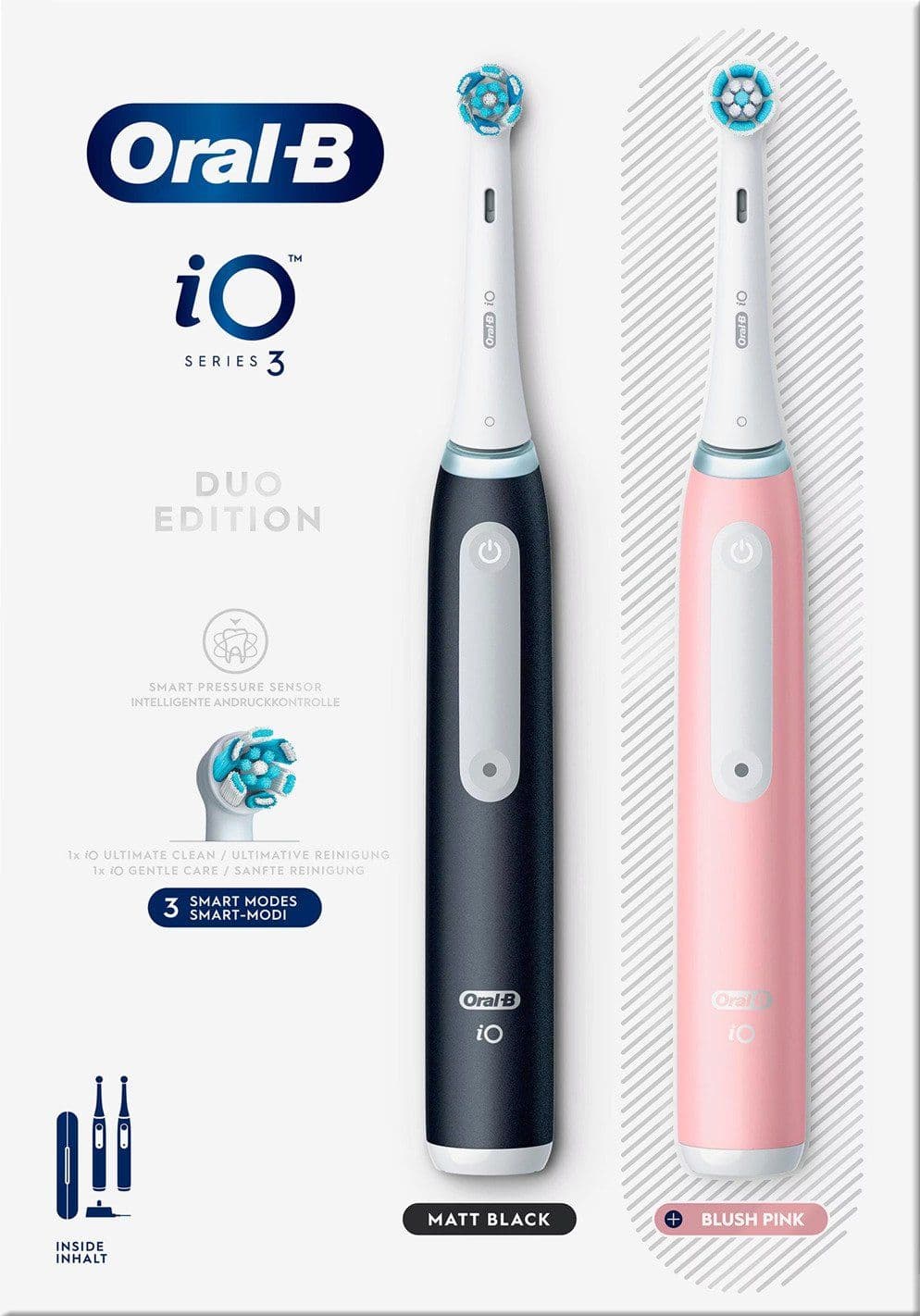 Oral-B iO Series 3 Sähköhammasharja - tuplapakkaus - musta ja pinkki