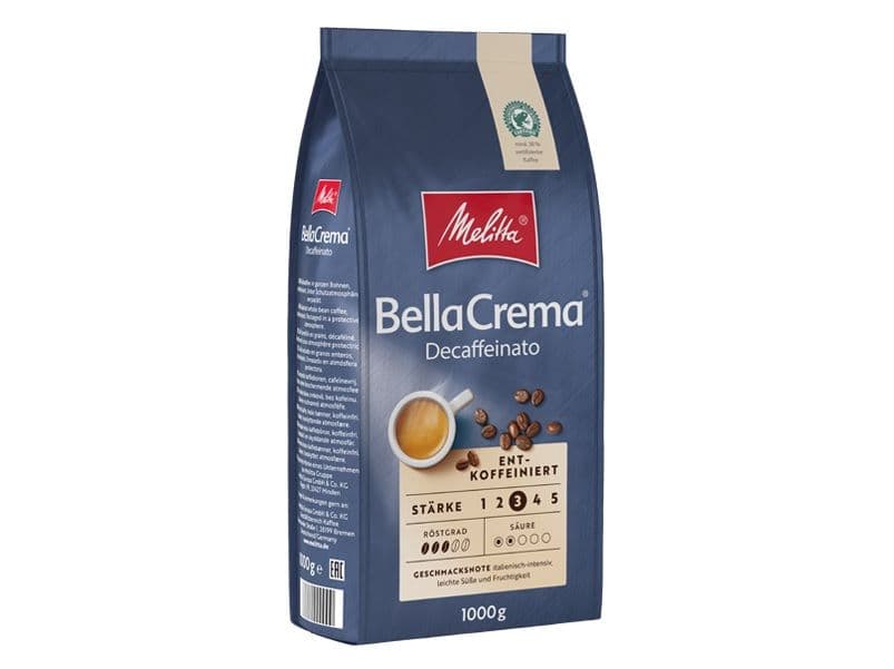 Melitta BellaCrema Decaffeinato Kofeiinittomat kahvipavut - 1000 g.