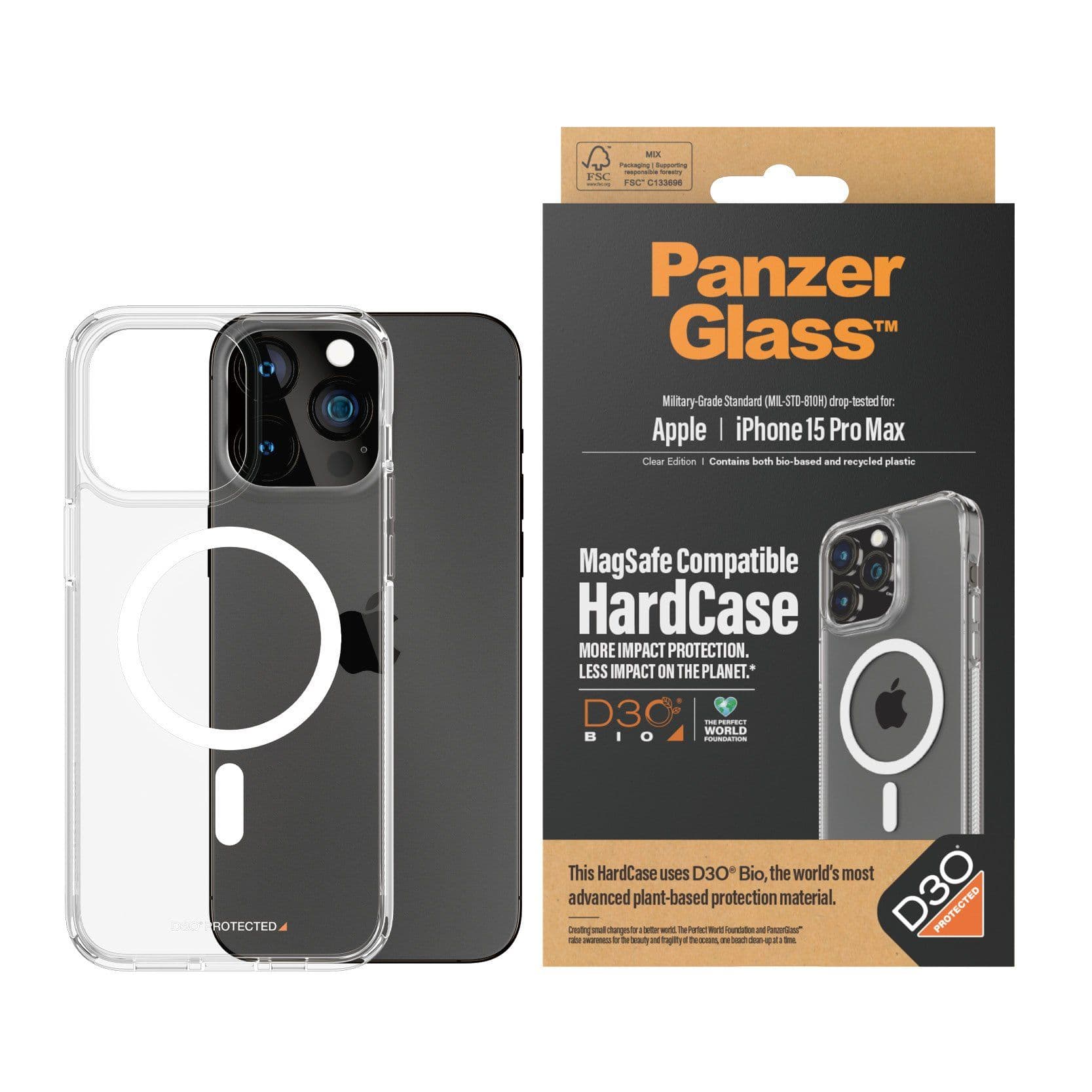 PanzerGlass™ | HardCase (MagSafe) - Takakansi matkapuhelimelle - Läpinäkyvä | Apple iPhone 15 Pro Max