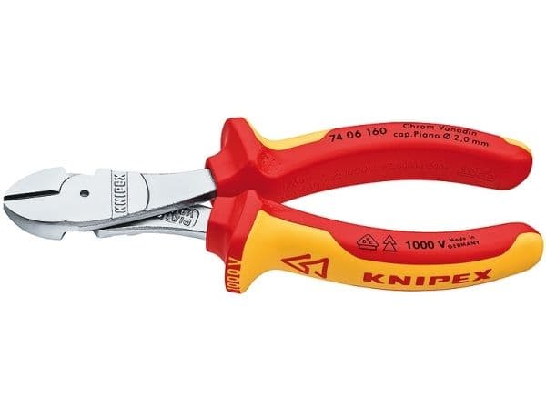 Knipex 74 06 160, Sivuleikkurit, Kromivanadiini-teräs, Muovi, Oranssi, Punainen, 160 mm, 215 g