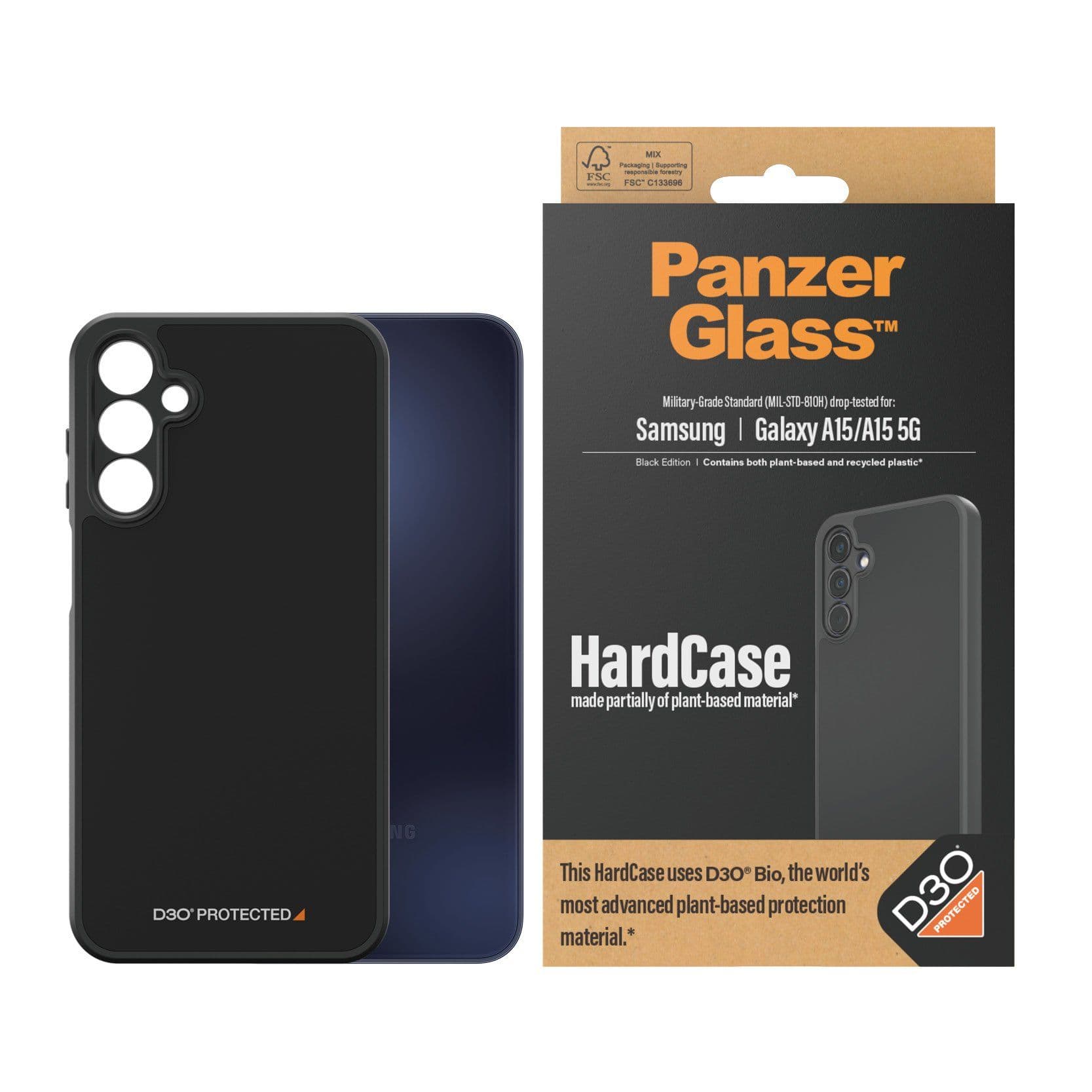PanzerGlass HardCase Sam A15 / A15 5G D3O 3xMilitary grade musta/musta 0467