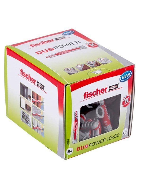 Fischer DUOPOWER 10 x 80, Tiili, Betoni, Foam concrete, Kipsikuitulevy, Muuraus, Kipsilevy, Nailon, 1 cm, 80 mm, 9 cm, 25 kpl