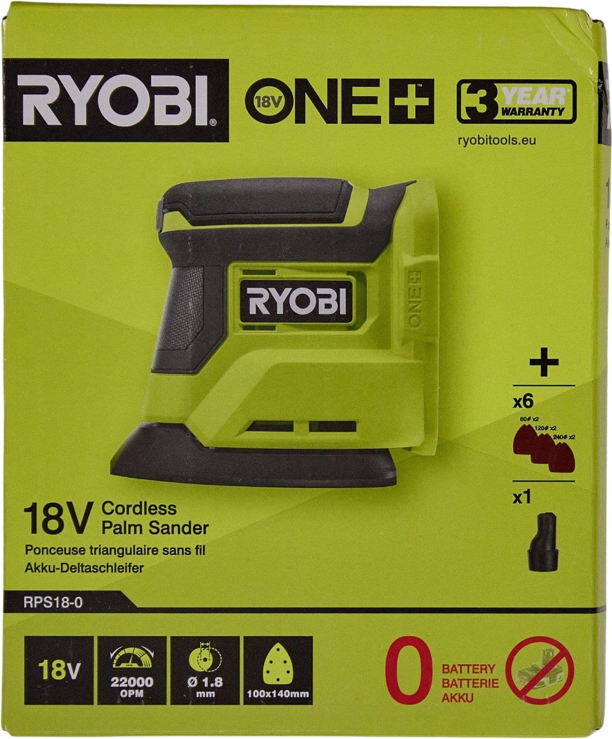 Ryobi One+ RPS18-0 - Deltasliber - ledningfri - intet batteri, ingen oplader - 18 V - SOLO