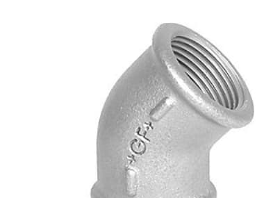 Vinkel 45° galvaniseret muffe/muffe 1 1/4
