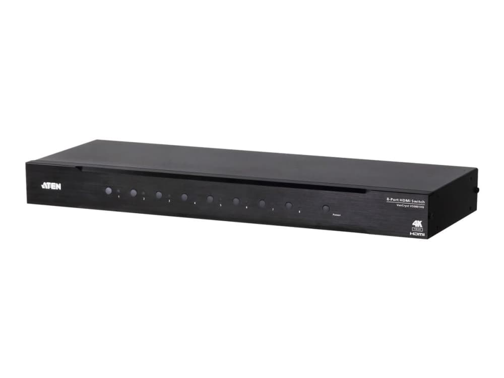 ATEN VanCryst VS0801HB 8-porttinen True 4K HDMI-kytkin - Video-/audioswitch - 8 x HDMI - monterbar på stativ