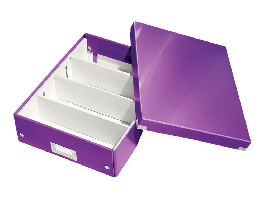 Leitz Click & Store WOW lokerikkolaatikko, Medium, 85 % kierrätyskartonki, Purppura, Kartonki, 880 g