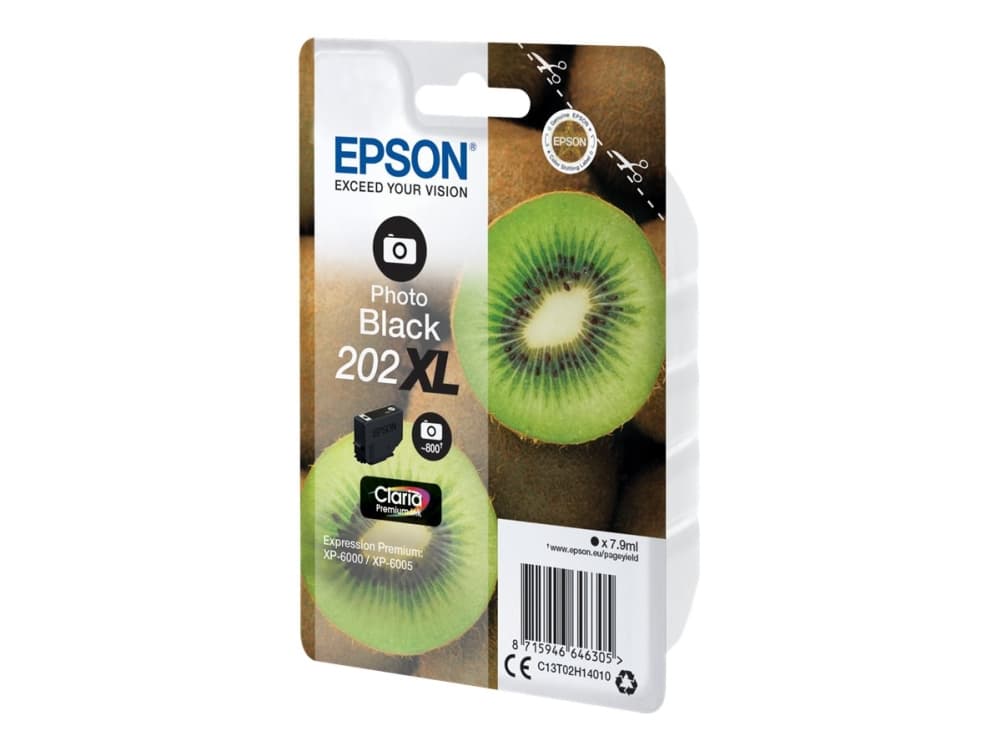 Epson Kiwi Singlepack Photo Black 202XL Claria Premium Ink, Korkea (XL) värintuotto, Väripohjainen muste, 7,9 ml, 800 sivua, 1 kpl