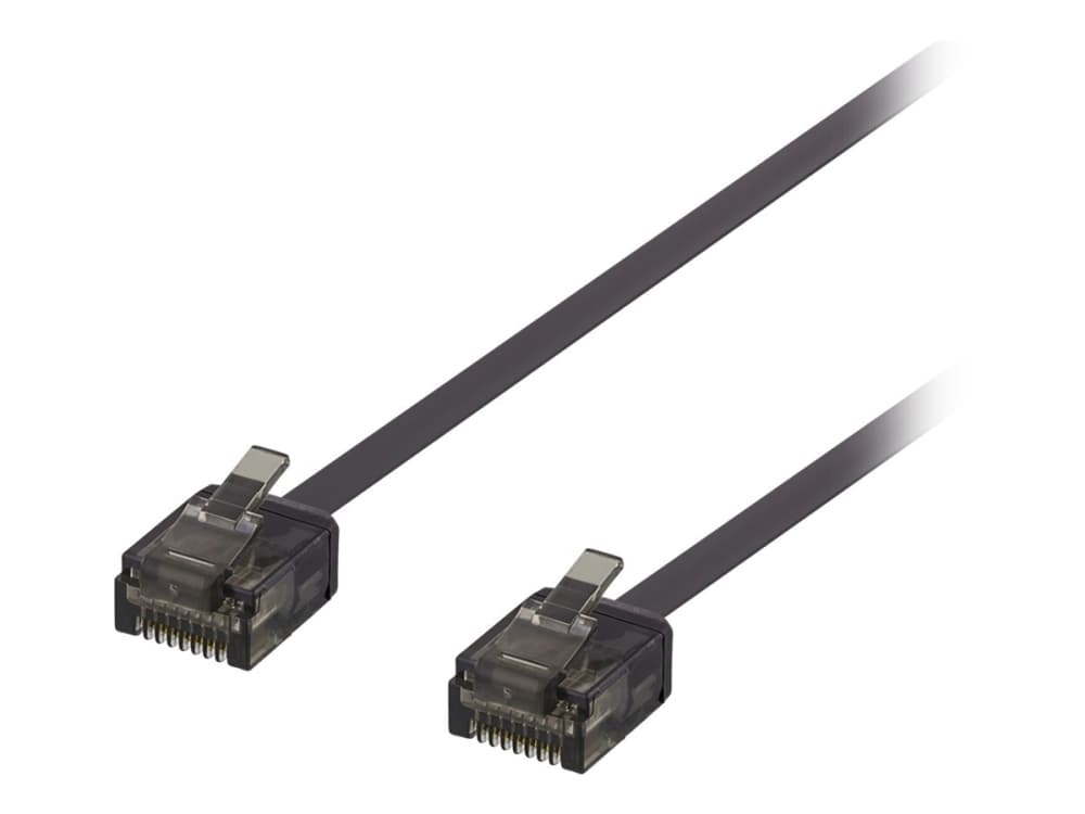 DELTACO - Liitäntäkaapeli - RJ-45 (uros) RJ-45 (uros) - 1 m - UTP - CAT 6a - halogeeniton, muotoiltu, litteä - musta