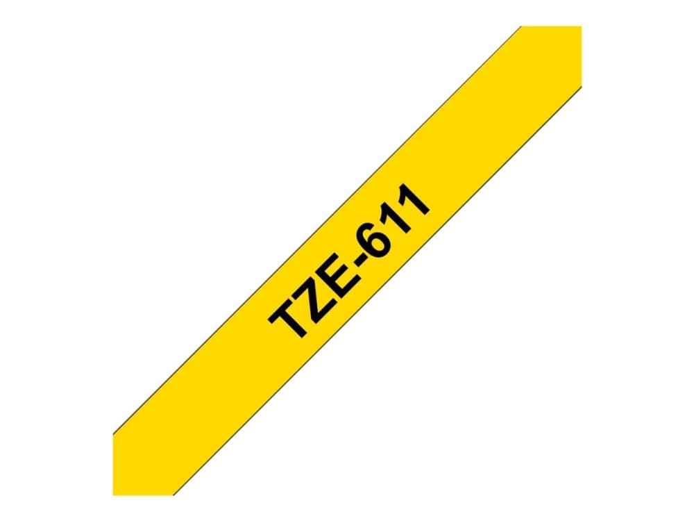 Brother TZe-611 - Sort på gul - Rulla (0,6 cm) 1 kassette(r) lamineret bånd - for Brother PT-D210, D600, H110 P-Touch PT-1005, 1880 P-Touch Cube Pro PT-P910