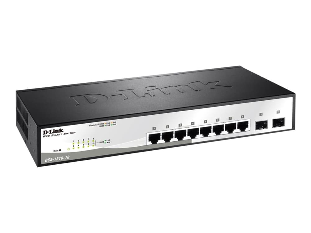 D-Link DGS-1210-10, Hallittu, L2, Gigabit Ethernet (10/100/1000), Täysin kaksipuolinen, Telineasennus, 1U