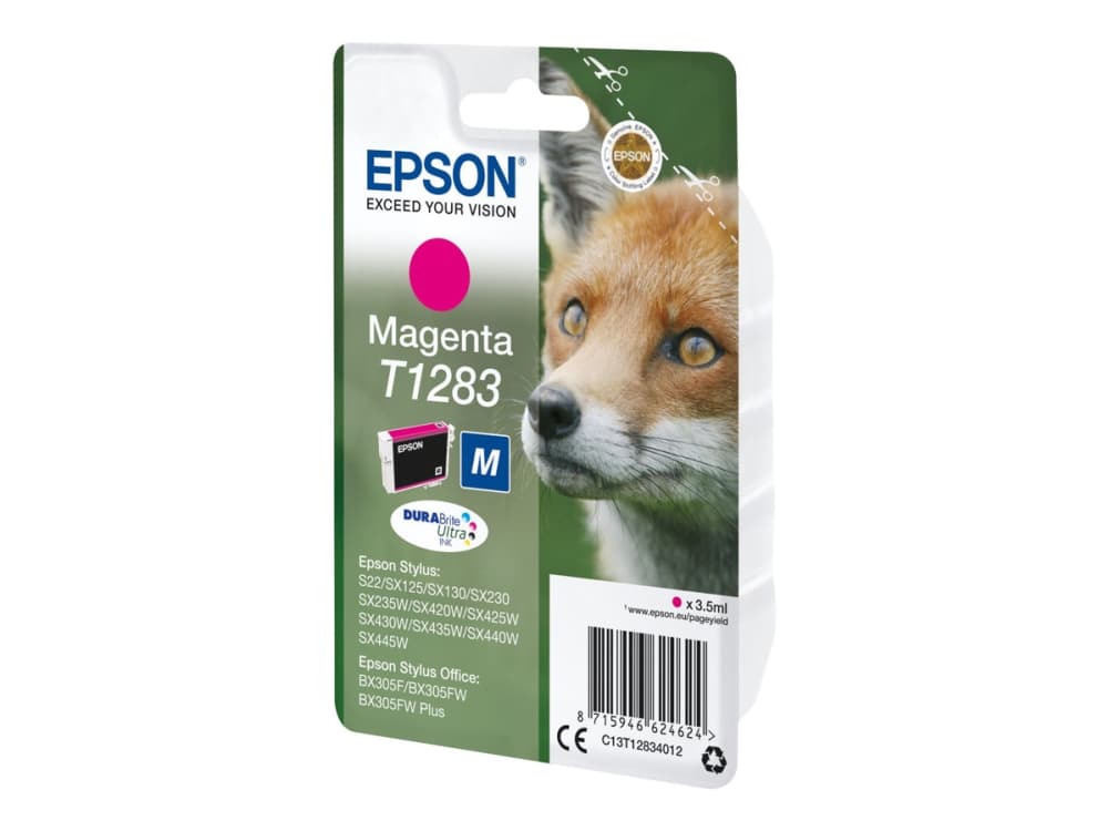 Epson Fox Yksittäispakkaus, magenta T1283 DURABrite Ultra -muste, Magenta, Väriainepohjainen muste, 3,5 ml, 1 kpl, 160 sivua
