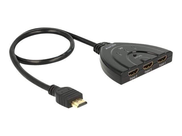 DeLOCK 18600, HDMI, Muovi, Musta, 18 Gbit/s, 600 MHz, 3840 x 2160 pikseliä