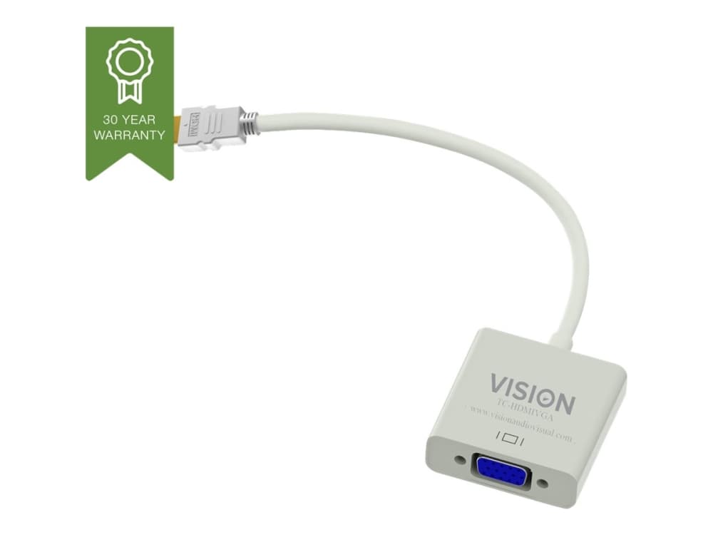 Vision TC-HDMIVGA, VGA (D-Sub), HDMI-tyyppi A (vakio), Uros, Naaras, Valkoinen, 1 kpl