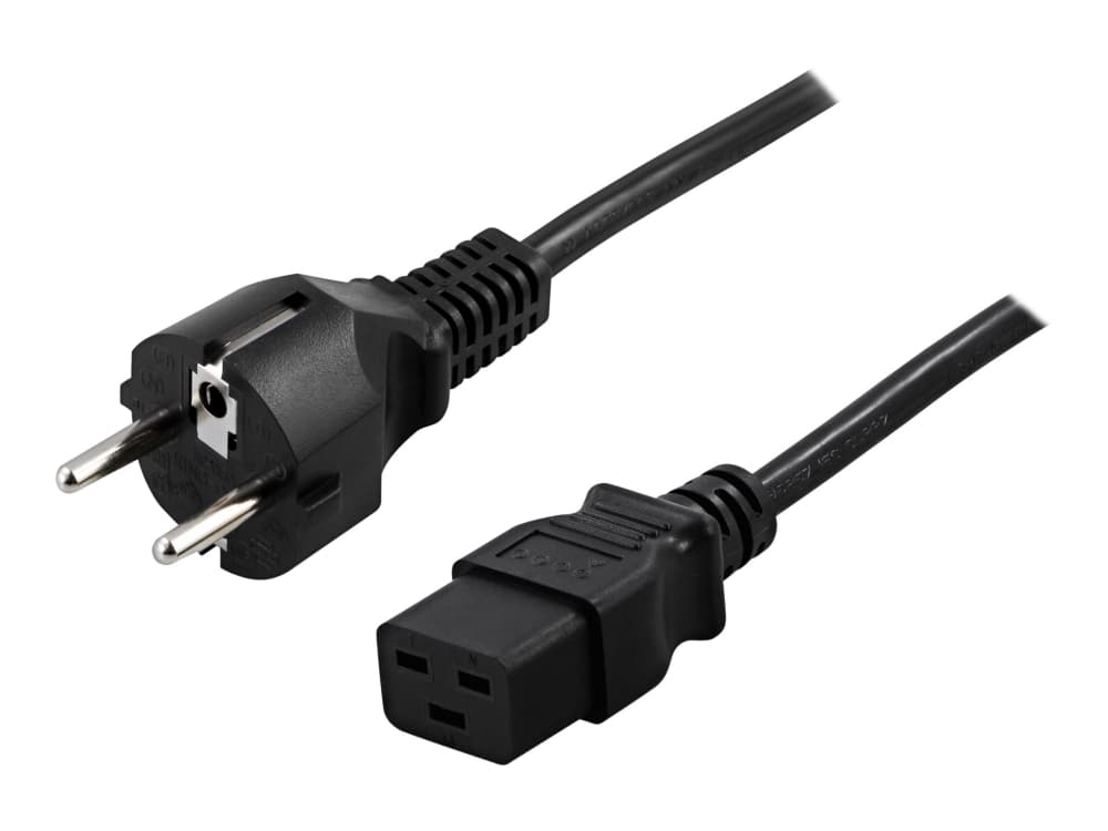 DELTACO DEL-111T - Johdinsarja - CEE 7/7 (han) lige til IEC 60320 C19 lige - AC 250 V - 16 A - 5 m - lajitelma